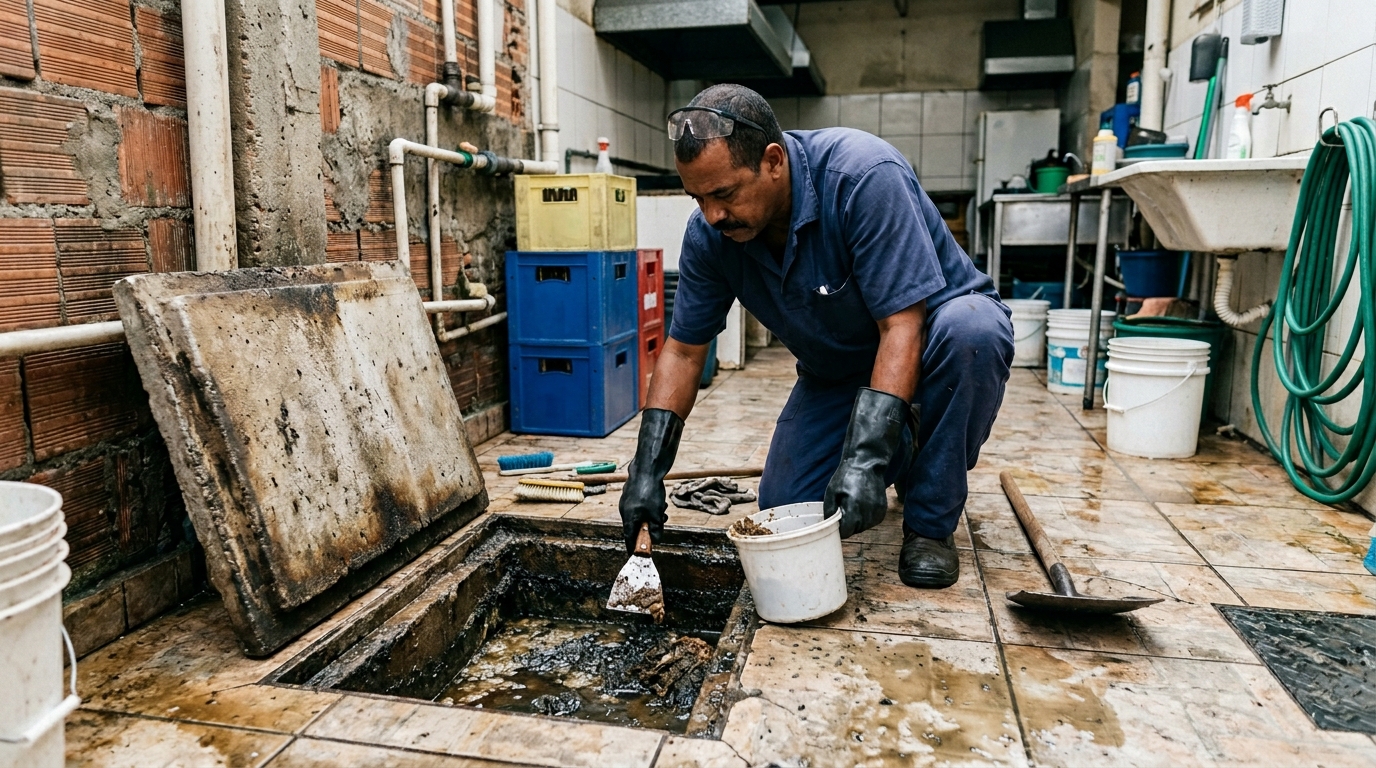 Limpeza de caixa de gordura residencial em Caxias do Sul-RS